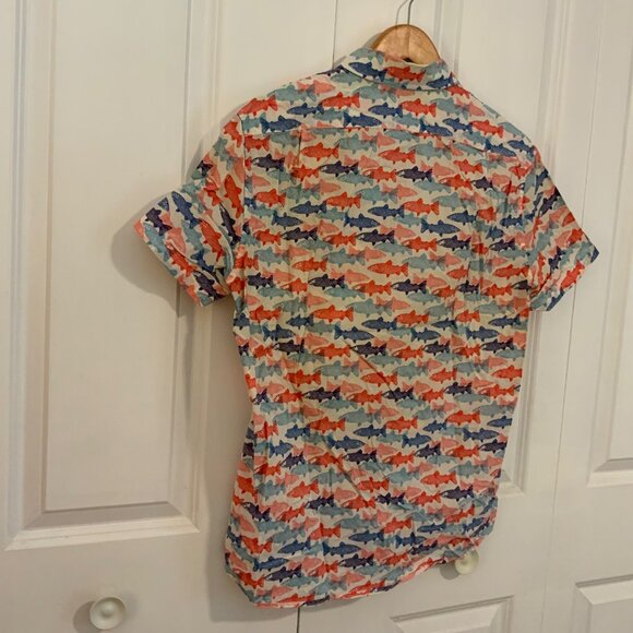 J. Crew Factory Men’s Trout Print Slim Short Sleeve Button Front Shirt Medium - Picture 8 of 10